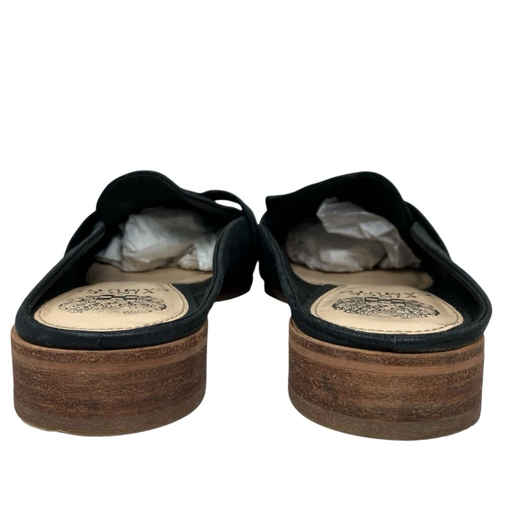 Vince Camuto Black Leather Kristie Pointed Mules Elevated Basic Flats Womens 8.5 - Picture 9 of 13